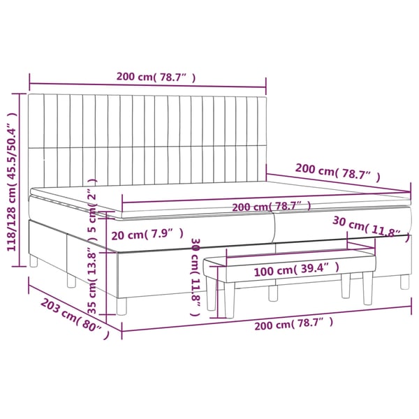 vidaXL kontinentalseng med madras 200x200 cm stof gråbrun