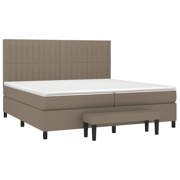 vidaXL kontinentalseng med madras 200x200 cm stof gråbrun