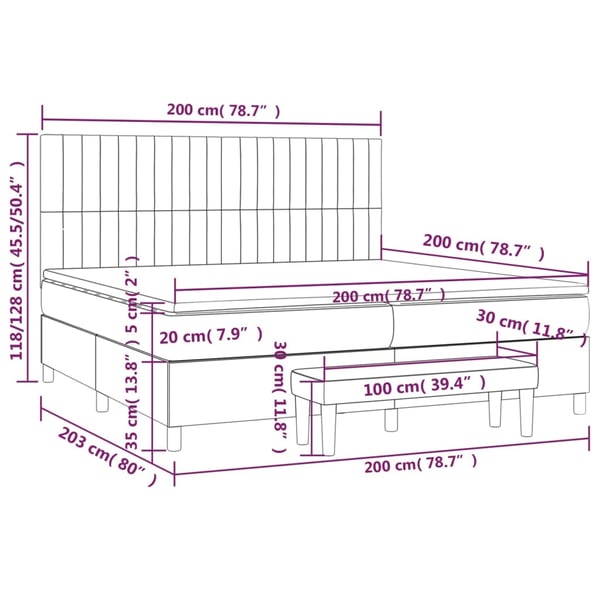 vidaXL kontinentalseng med madras 200x200 cm stof mørkebrun