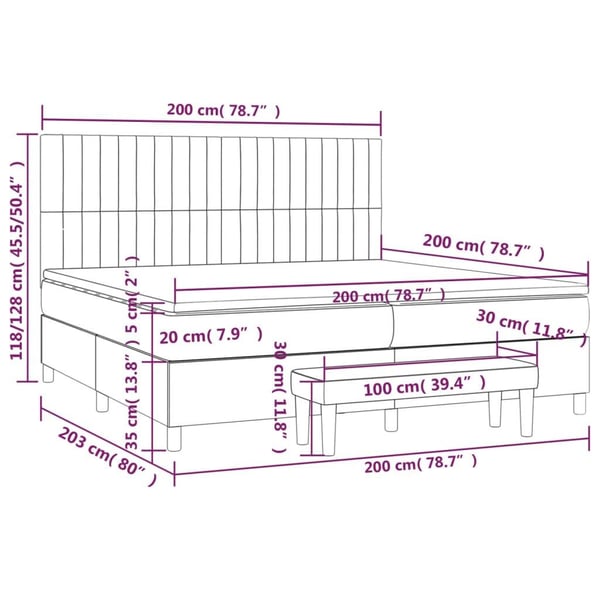 vidaXL kontinentalseng med madras 200x200 cm stof blå