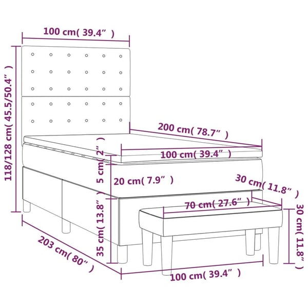vidaXL kontinentalseng med madras 100x200 cm stof blå