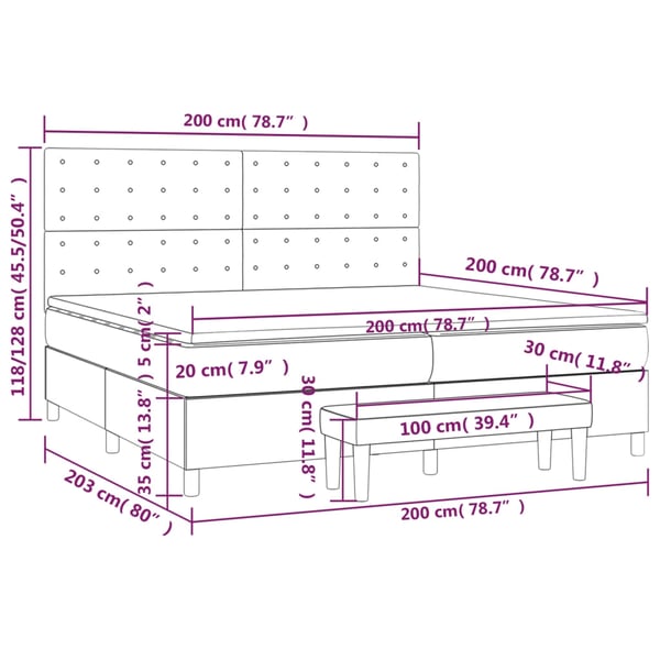 vidaXL kontinentalseng med madras 200x200 cm stof sort