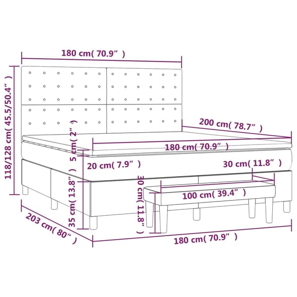 vidaXL kontinentalseng med madras 180x200 cm stof blå