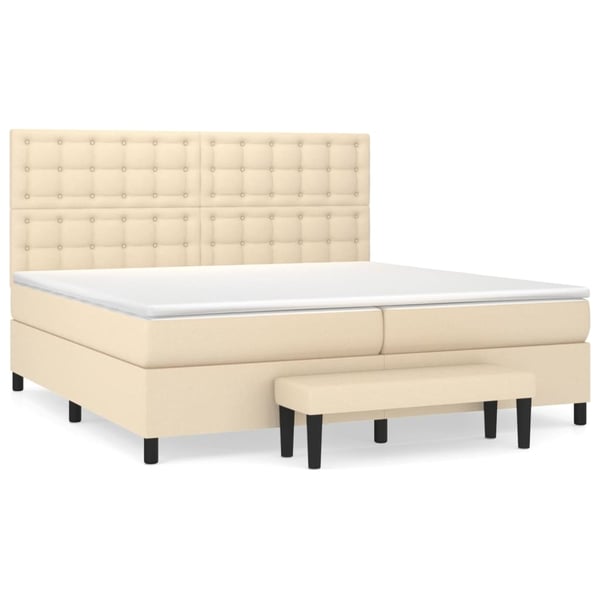 vidaXL kontinentalseng med madras 200x200 cm stof cremefarvet