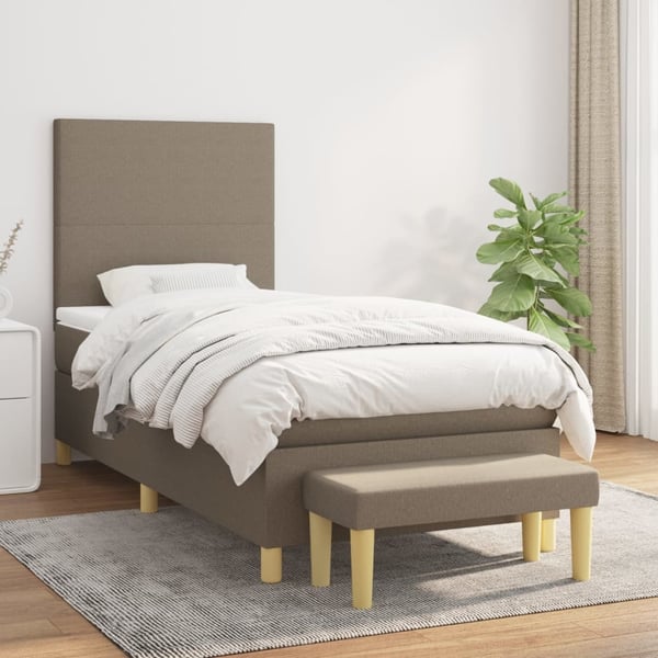 vidaXL kontinentalseng med madras 80x200 cm stof gråbrun