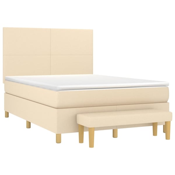 vidaXL Ramsäng med madrass gräddvit 140x190 cm tyg