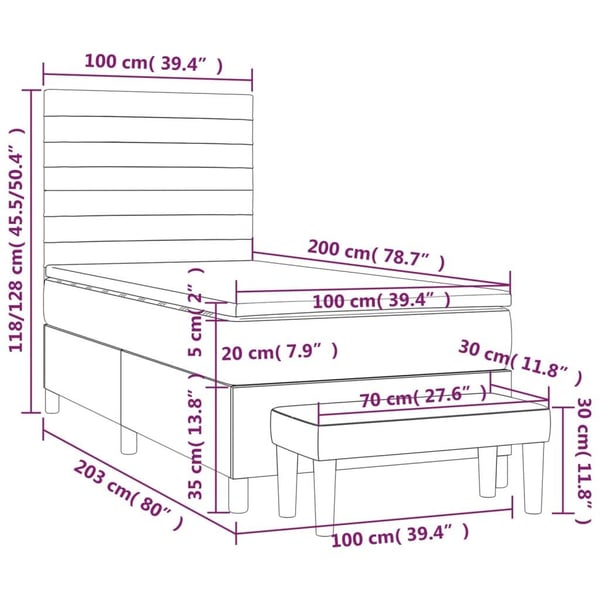 vidaXL Ramsäng med madrass gräddvit 100x200 cm tyg