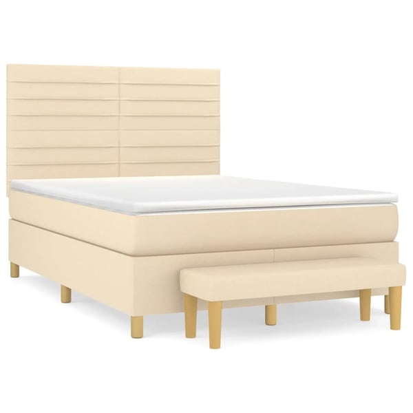 vidaXL kontinentalseng med madras 140x190 cm stof cremefarvet
