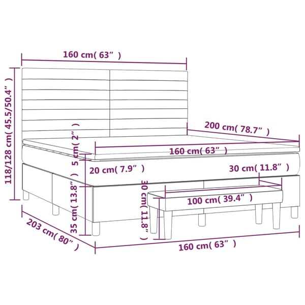 vidaXL kontinentalseng med madras 160x200 cm stof gråbrun