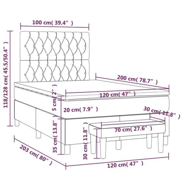 vidaXL kontinentalseng med madras 120x200 cm stof gråbrun
