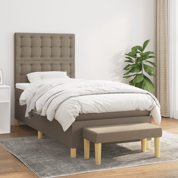vidaXL kontinentalseng med madras 80x200 cm stof gråbrun