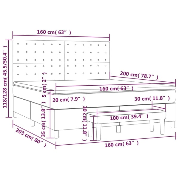 vidaXL kontinentalseng med madras 160x200 cm stof blå