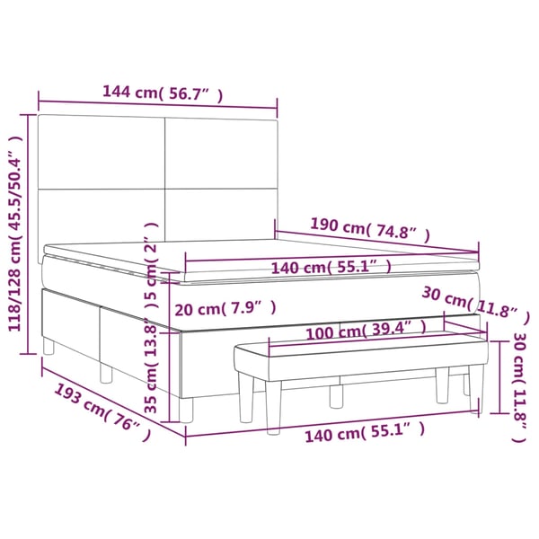 vidaXL kontinentalseng med madras 140x190 cm fløjl mørkegrøn