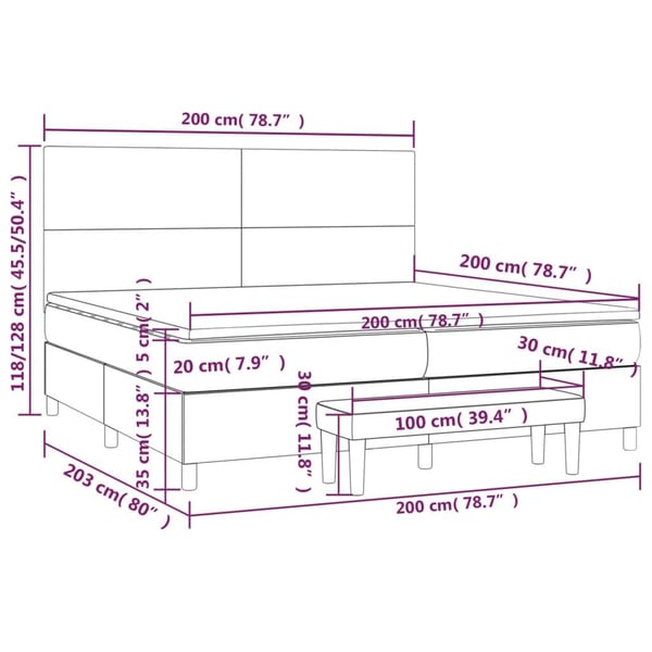 vidaXL Ramsäng med madrass ljusgrå 200x200 cm sammet