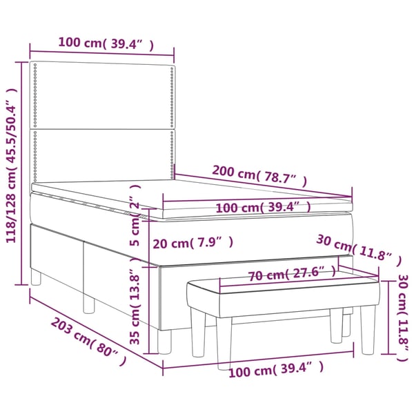 vidaXL kontinentalseng med madras 100x200 cm fløjl mørkegrøn