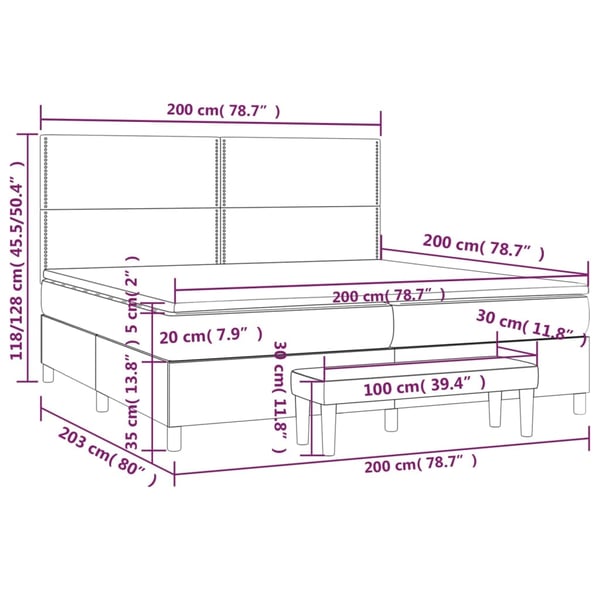 vidaXL kontinentalseng med madras 200x200 cm fløjl sort