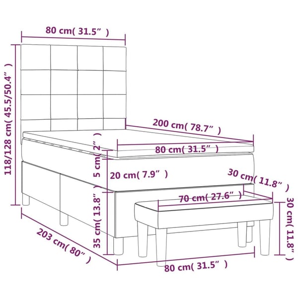 vidaXL kontinentalseng med madras 80x200 cm fløjl sort