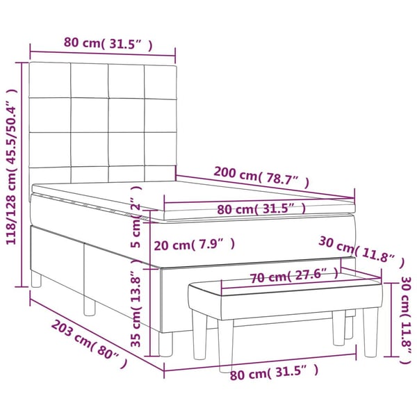 vidaXL kontinentalseng med madras 80x200 cm fløjl lyserød