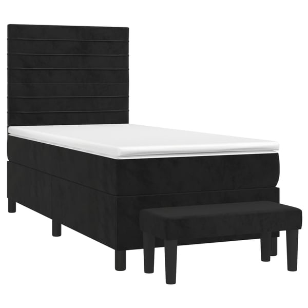 vidaXL kontinentalseng med madras 100x200 cm fløjl sort