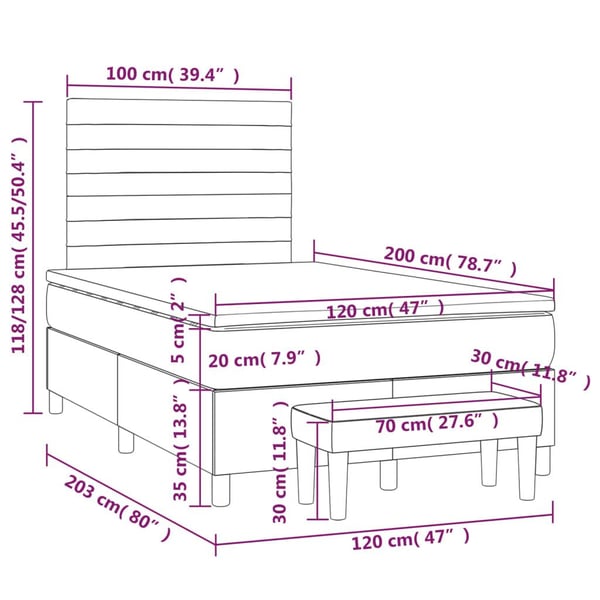 vidaXL kontinentalseng 120x200 cm fløjl mørkeblå