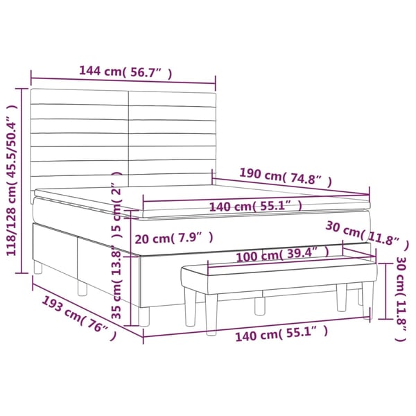 vidaXL kontinentalseng med madras 140x190 cm fløjl sort