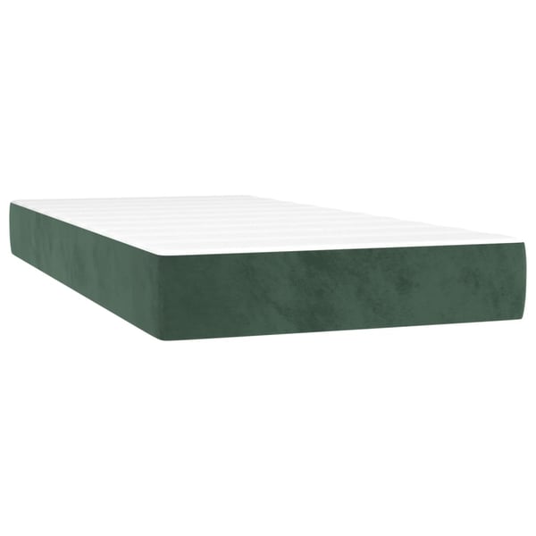 vidaXL kontinentalseng med madras 90x200 cm fløjl mørkegrøn