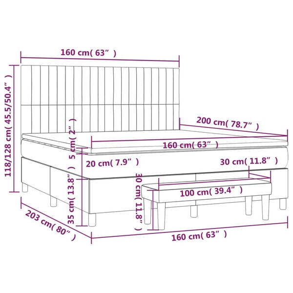 vidaXL kontinentalseng med madras 160x200 cm fløjl lyserød