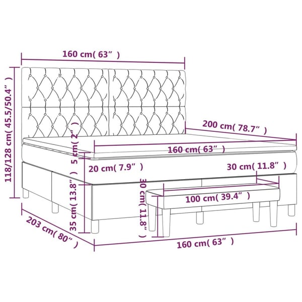 vidaXL kontinentalseng med madras 160x200 cm fløjl lyserød