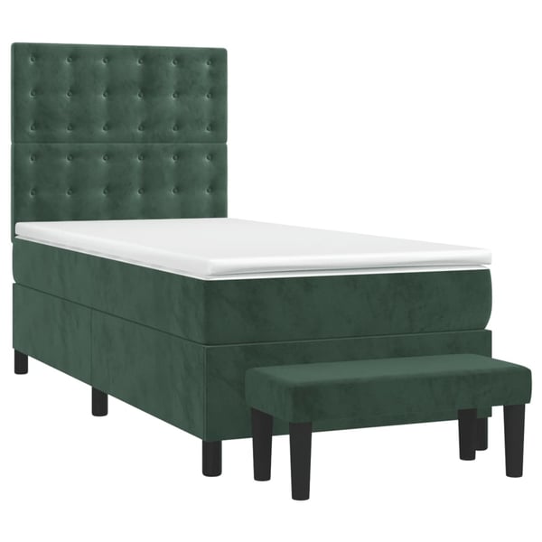 vidaXL kontinentalseng med madras 80x200 cm fløjl mørkegrøn