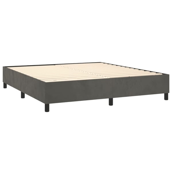 vidaXL Ramsäng med madrass mörkgrå 200x200 cm sammet