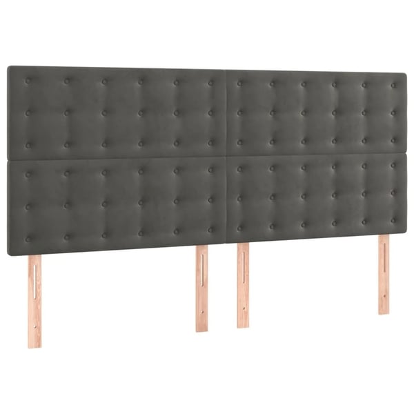 vidaXL Ramsäng med madrass mörkgrå 200x200 cm sammet