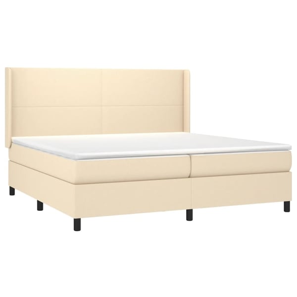 vidaXL kontinentalseng med LED-lys 200x200 cm stof cremefarvet