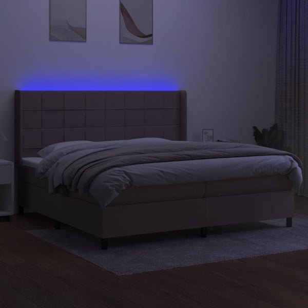 vidaXL kontinentalseng med LED-lys 200x200 cm stof gråbrun