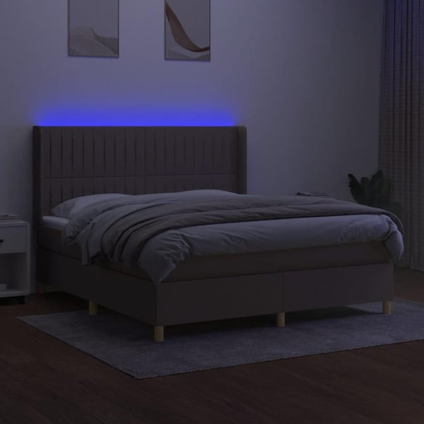vidaXL kontinentalseng med LED-lys 160x200 cm stof gråbrun