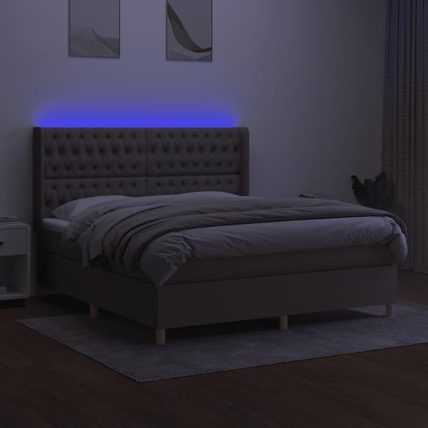 vidaXL kontinentalseng med LED-lys 160x200 cm stof gråbrun