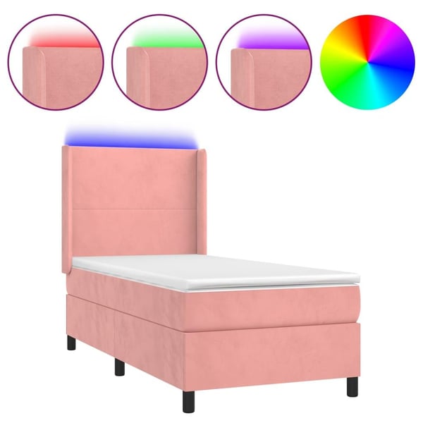 vidaXL kontinentalseng med LED-lys 80x200 cm velour pink