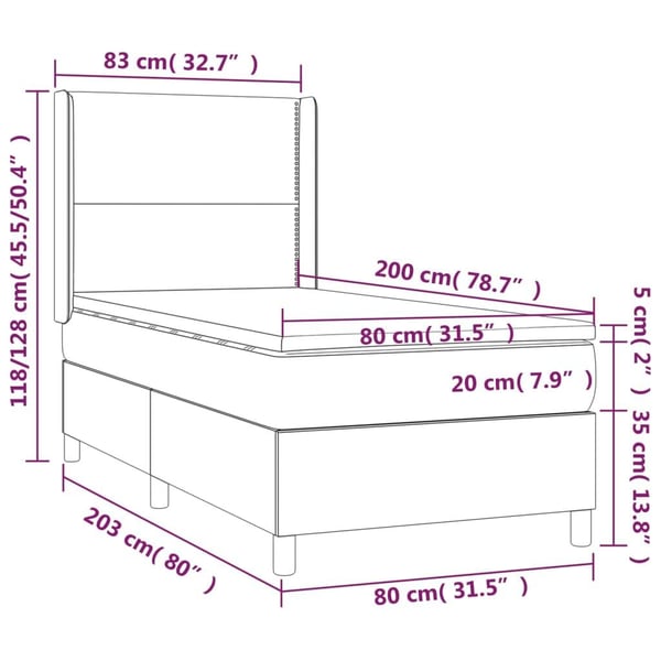 vidaXL kontinentalseng med LED-lys 80x200 cm velour pink