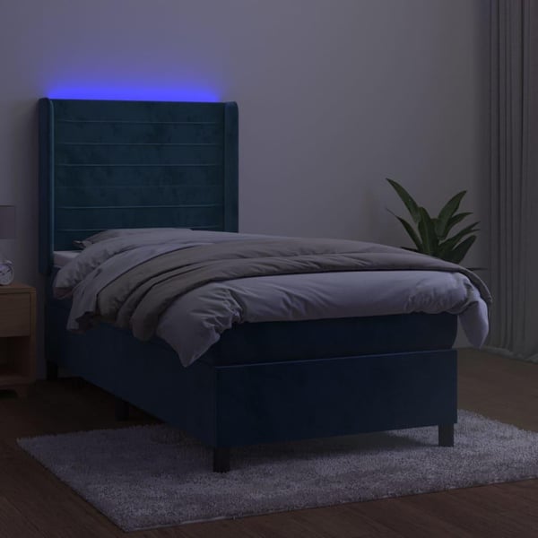vidaXL kontinentalseng med LED-lys 80x200 cm velour mørkeblå