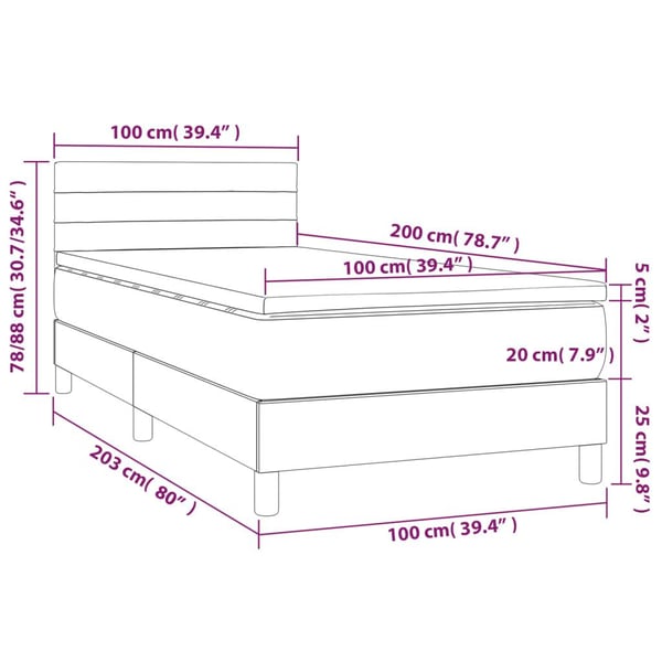 vidaXL kontinentalseng med madras 100x200 cm stof sort