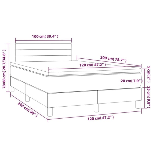 vidaXL kontinentalseng med madras 120x200 cm stof cremefarvet