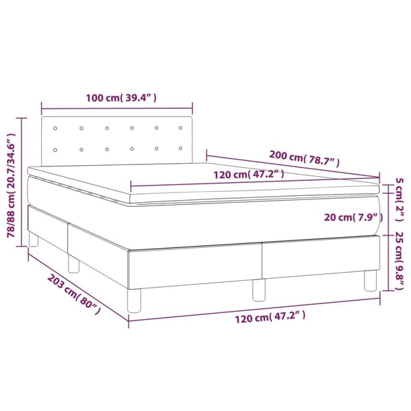 vidaXL kontinentalseng med madras 120x200 cm stof sort