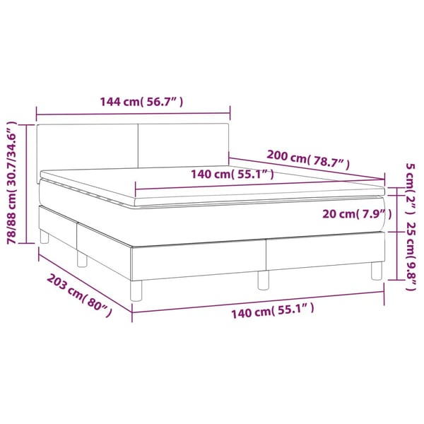 vidaXL kontinentalseng med madras 140x200 cm stof blå