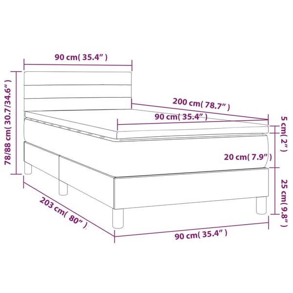 vidaXL kontinentalseng med madras 90x200 cm stof lysegrå