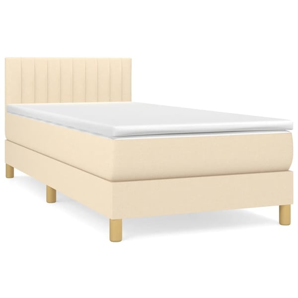 vidaXL kontinentalseng med madras 90x190 cm stof cremefarvet