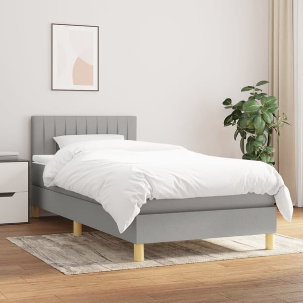 vidaXL kontinentalseng med madras 100x200 cm stof lysegrå
