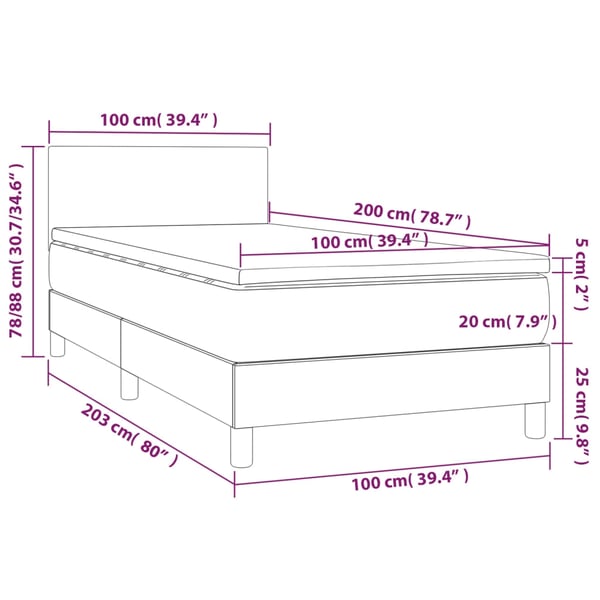 vidaXL kontinentalseng 100x200 cm kunstlæder cappuccinofarvet