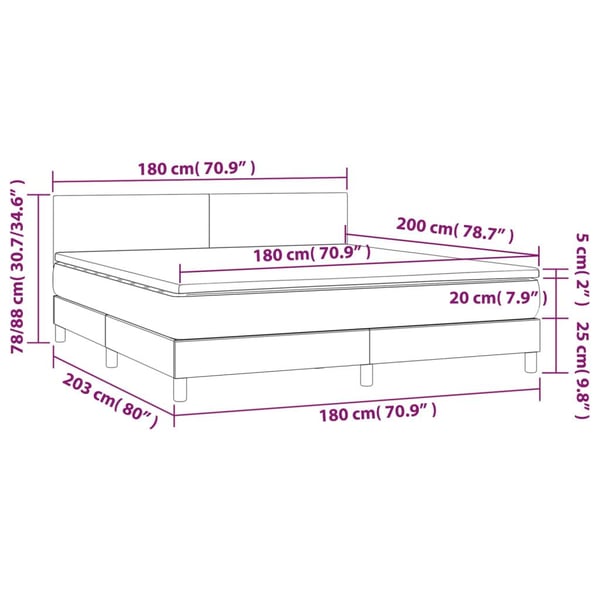 vidaXL kontinentalseng med madras 180x200 cm kunstlæder cremefarvet