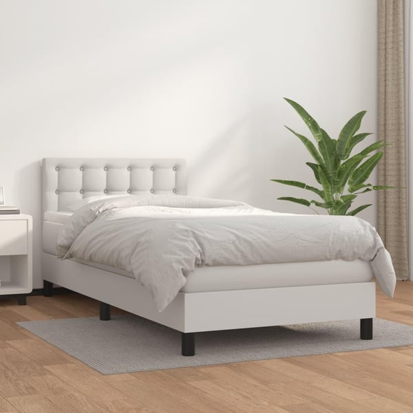 vidaXL kontinentalseng med madras 90x190 cm kunstlæder hvid