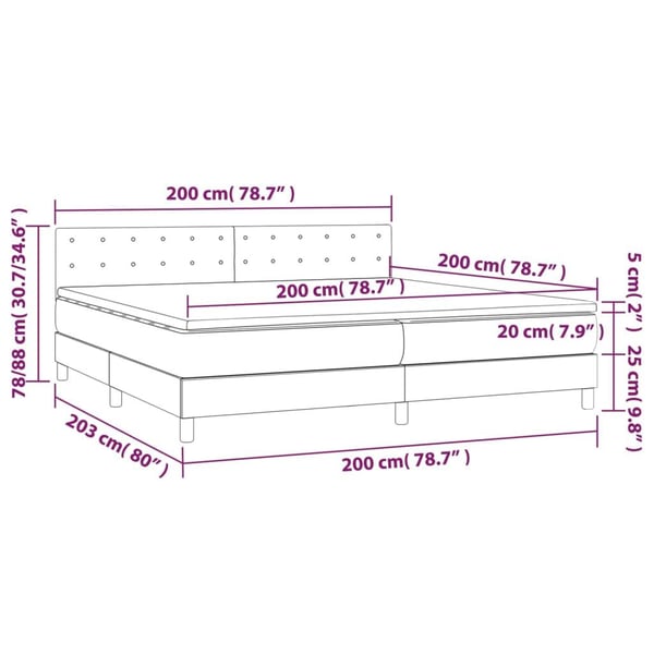 vidaXL kontinentalseng med madras 200x200 cm kunstlæder cremefarvet