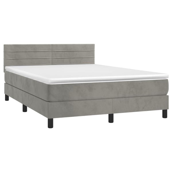 vidaXL Ramsäng med madrass ljusgrå 140x200 cm sammet